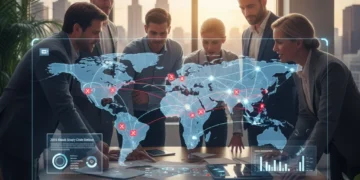2026 Supply Chain Disruptions: A 4-Step Solution for US Businesses Business leaders analyzing data for 2026 supply chain solutions
