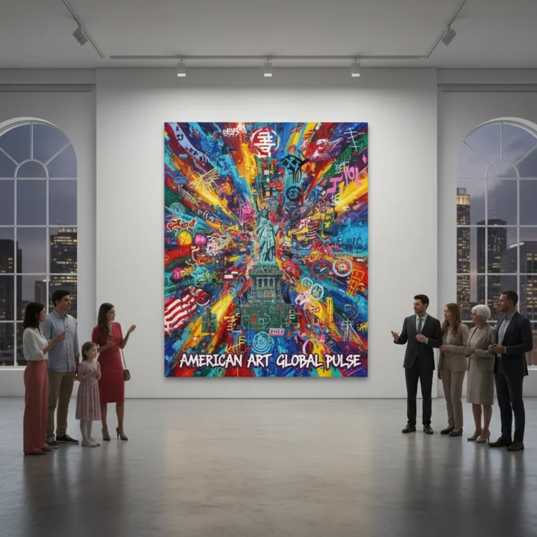 Abstract painting representing global American art movements