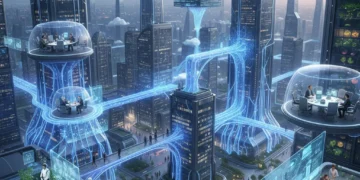 AI's 2026 Impact: Job Automation vs. Creation in the US Artificial intelligence transforming the US job market, showing a balance between automated and newly created roles.