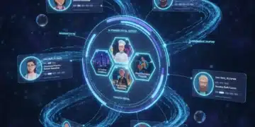 AI-powered personalization interface showing tailored content and user profiles.