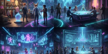 Metaverse Cultural Footprint: What Americans Need to Know for 2026 Americans exploring vibrant metaverse landscapes, engaging in virtual activities, and interacting via diverse avatars.