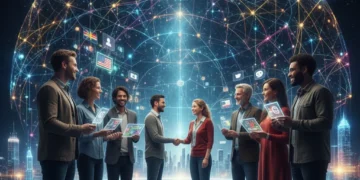 Building Digital Communities: Authentic Engagement Strategies for 2026 Diverse individuals connecting within a glowing digital community network