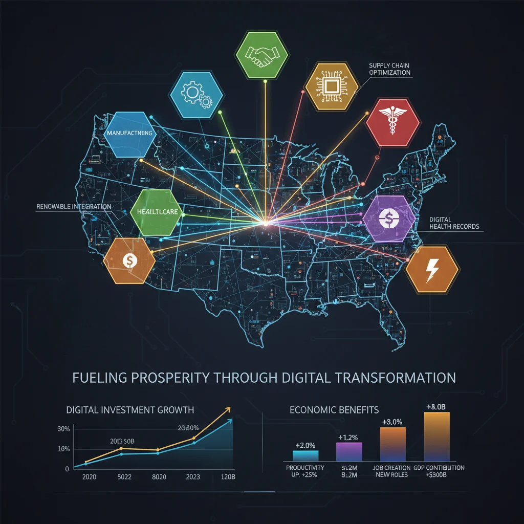 Infographic showing economic sectors benefiting from digital transformation investments