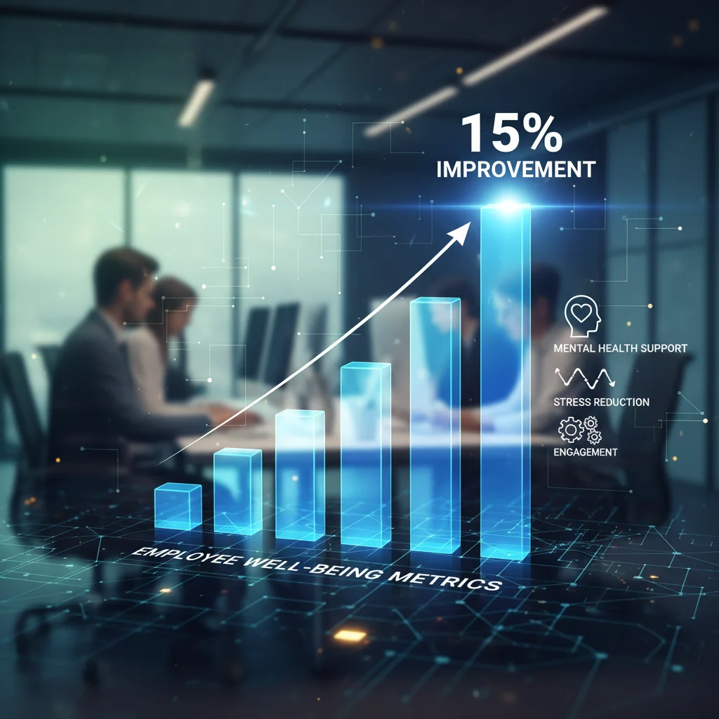 Data visualization showing a 15% improvement in employee well-being metrics.