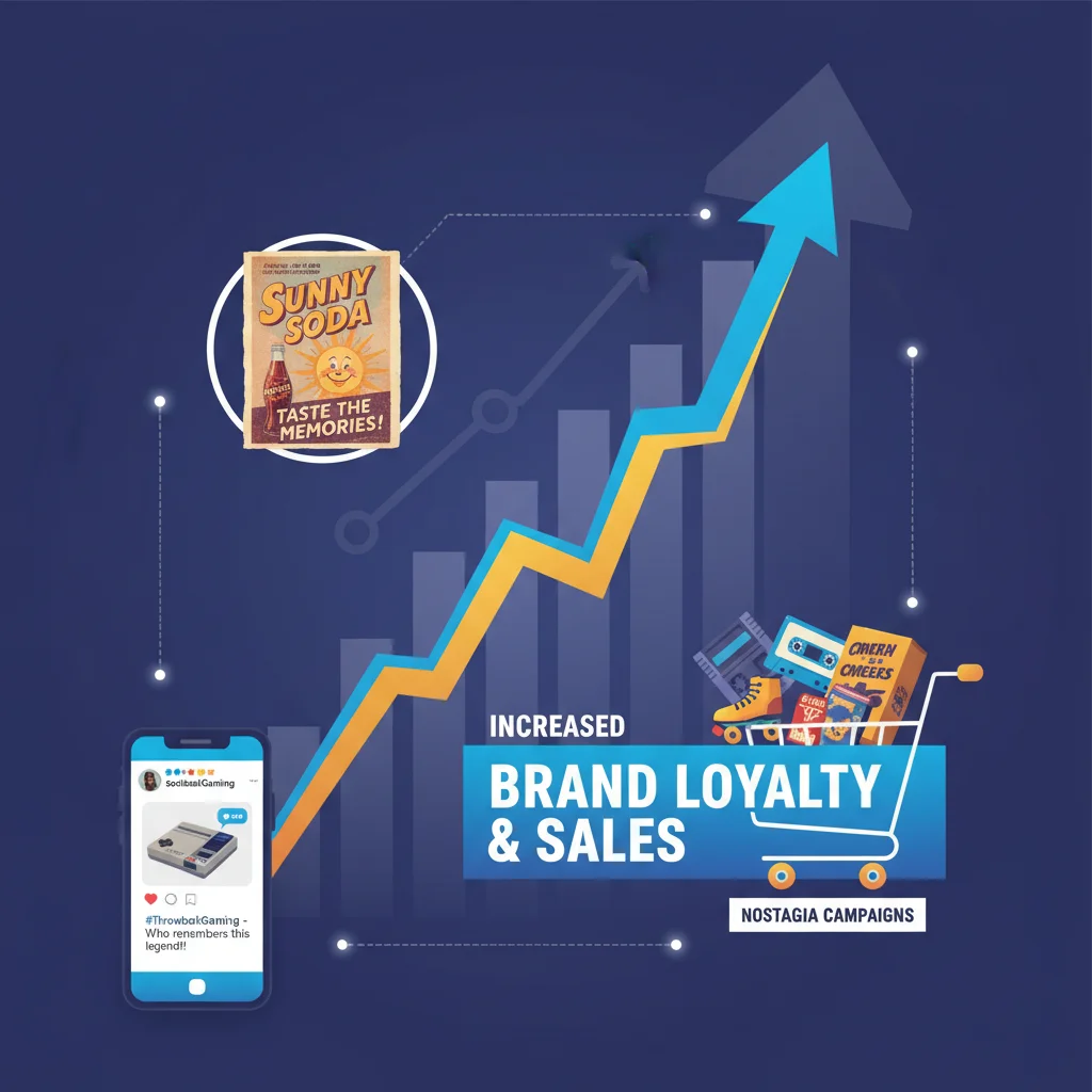 Financial impact of nostalgia marketing, brand loyalty increase, sales growth from retro campaigns