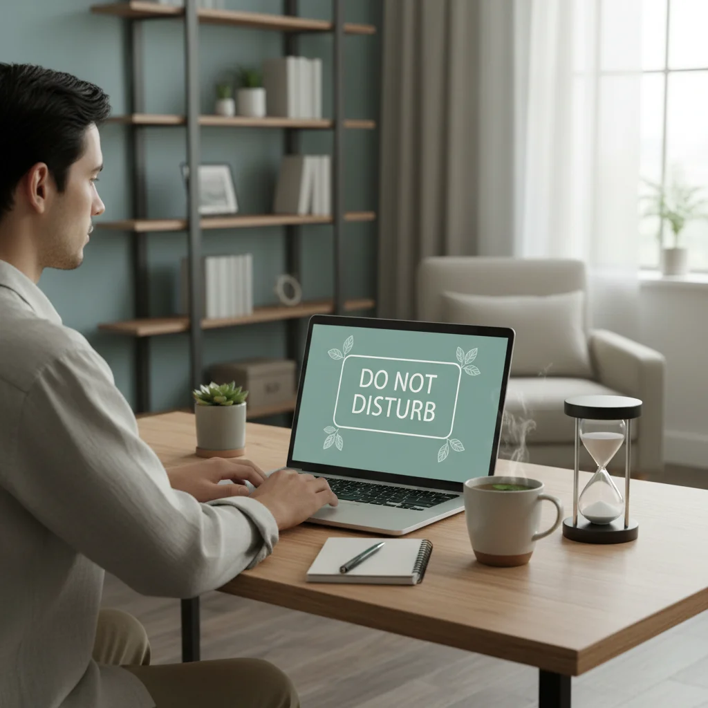 Individual practicing focused work with a digital detox timer, promoting digital wellness.