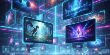 Future of Digital Entertainment: Platforms & Experiences 2024 Futuristic digital entertainment landscape with streaming, VR, and AI content