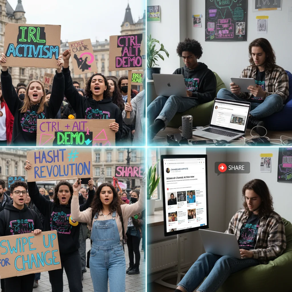 Gen Z bridging online and offline activism for political change.