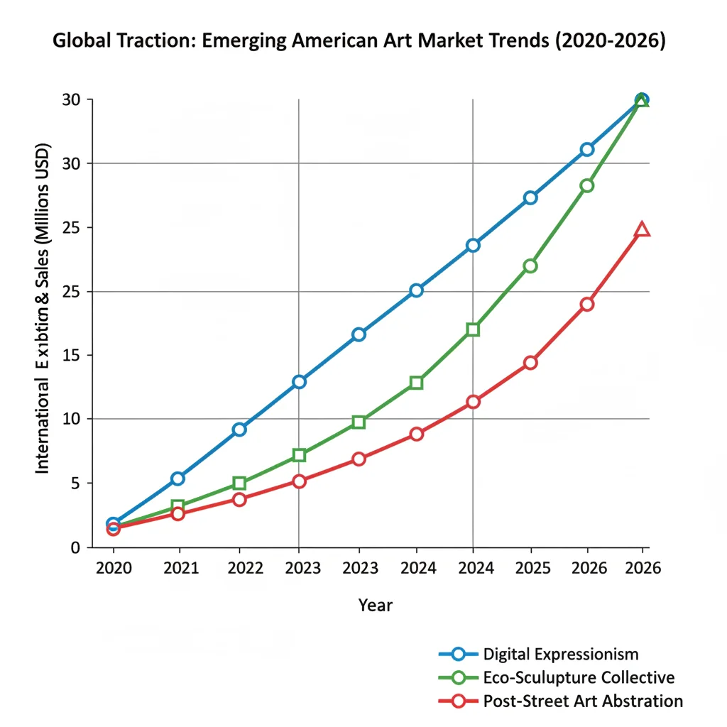 Graph showing global growth of American art movements