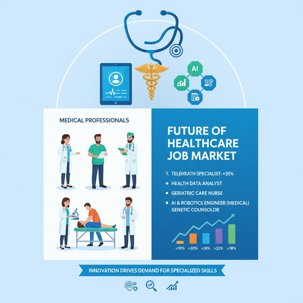 Infographic detailing projected job growth and innovation within the US healthcare sector.