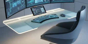 Boost Digital Productivity 2026: Optimize Your Workspace Now Optimized digital workspace with multiple screens and ergonomic setup for enhanced productivity.