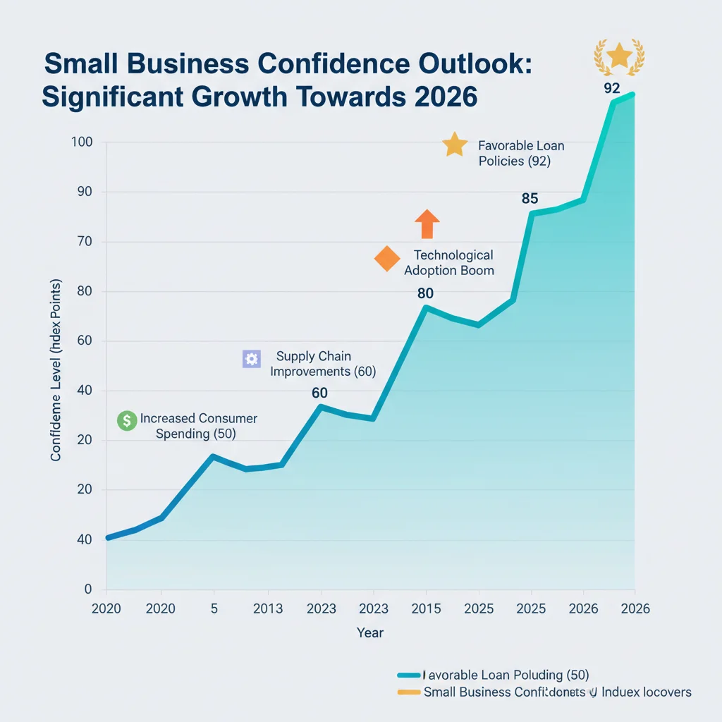 Graph illustrating rising small business confidence and economic indicators towards 2026.