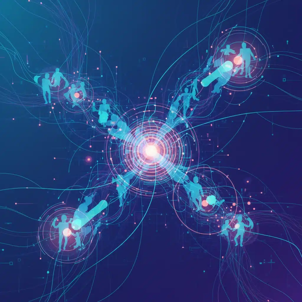Abstract representation of AI and data flow enhancing personalized experiences within micro-communities.