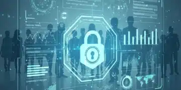 Futuristic digital dashboard for personal data management, showing security and privacy controls.
