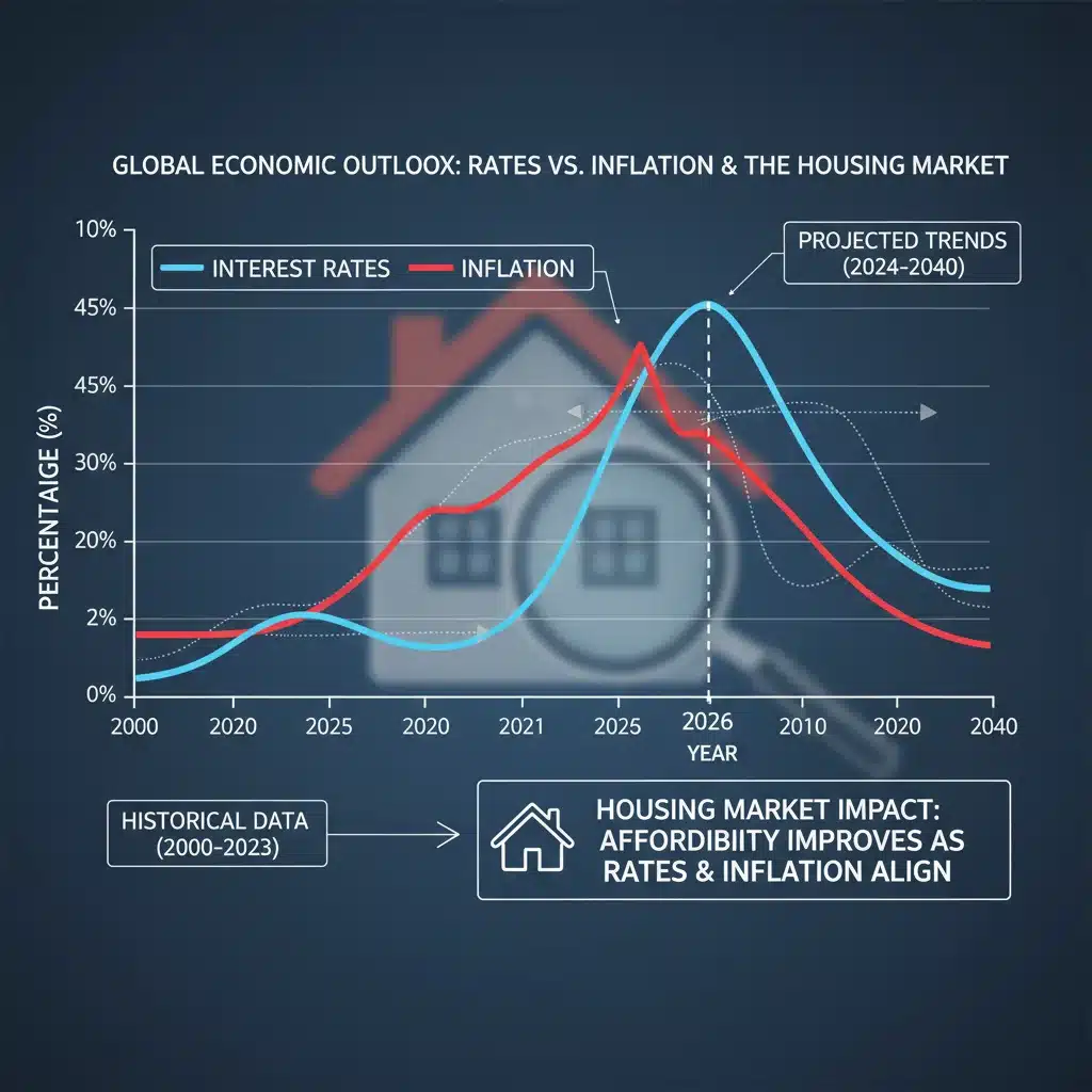 Chart illustrating interest rate and inflation trends impacting housing