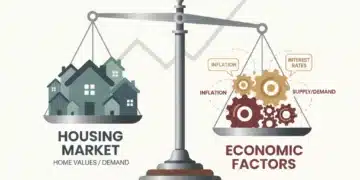 Balancing scale representing real estate market rebalancing with economic factors