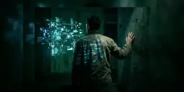 Decoding Modern Dynamics: Expert Perspectives on Shifting Societies A person stands silhouetted against a fractured digital projection, representing the blurred lines of online and offline identity in modern society.
