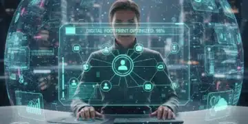 Person managing digital footprint on multiple screens