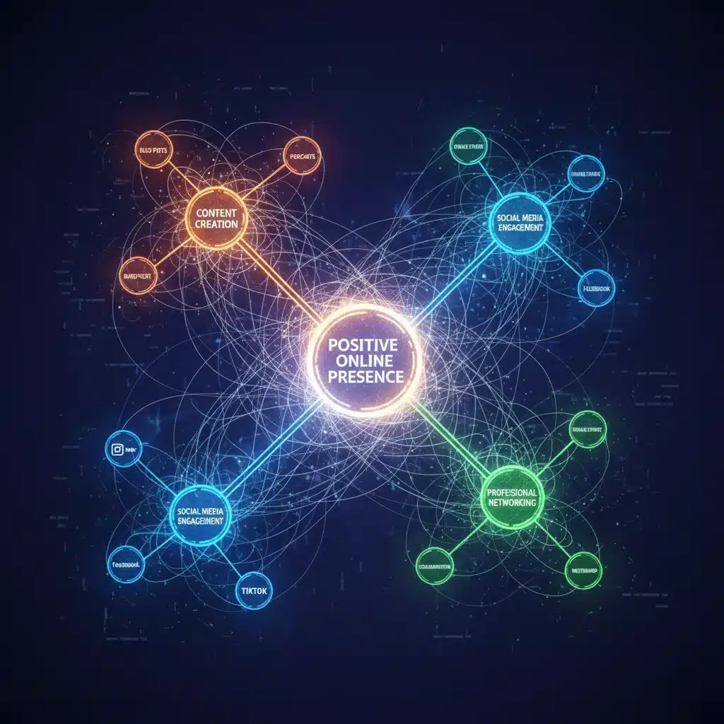 Interconnected network symbolizing strategic online presence building